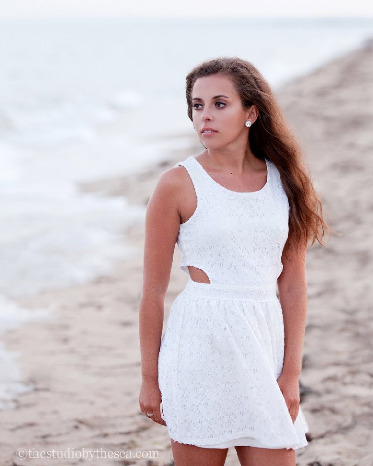serious girl by water