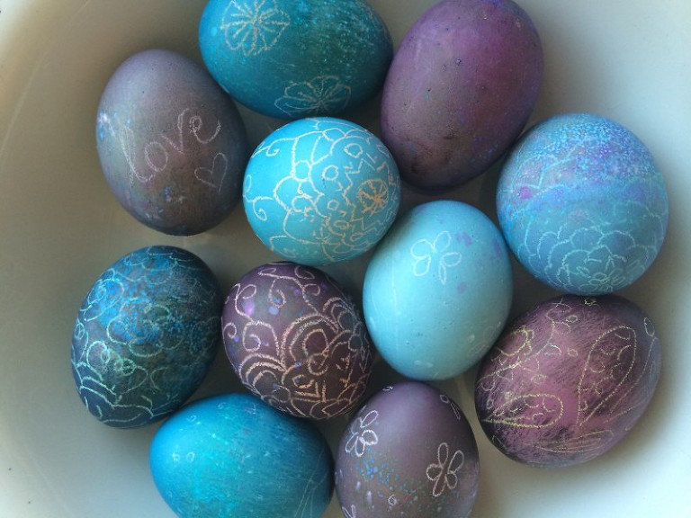 blue and purple Easter eggs