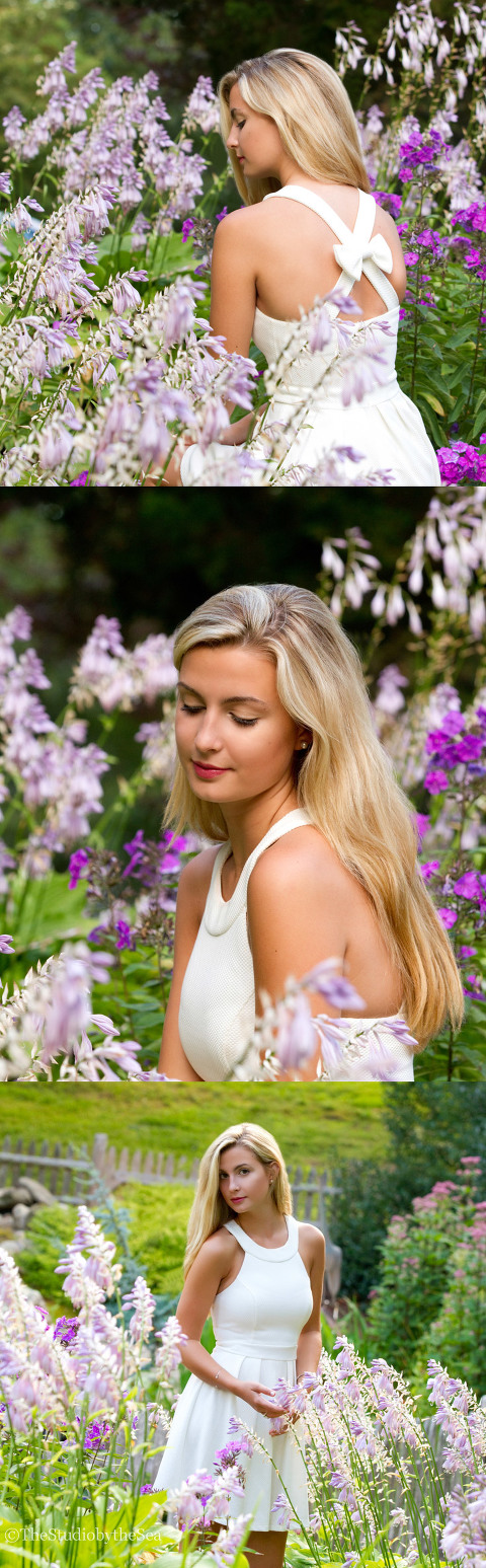 Senior girl in purple flowers